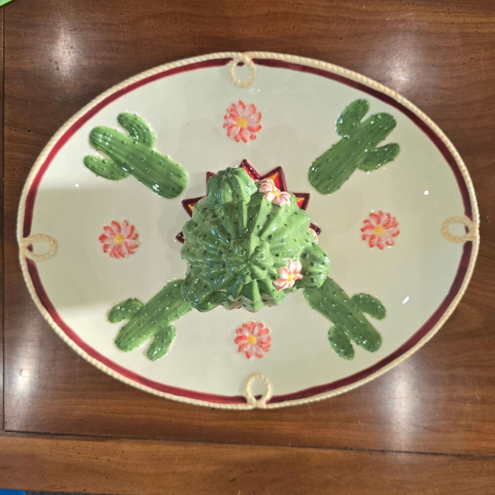 Bella Casa by Ganz serving platter cactus southwest style read description